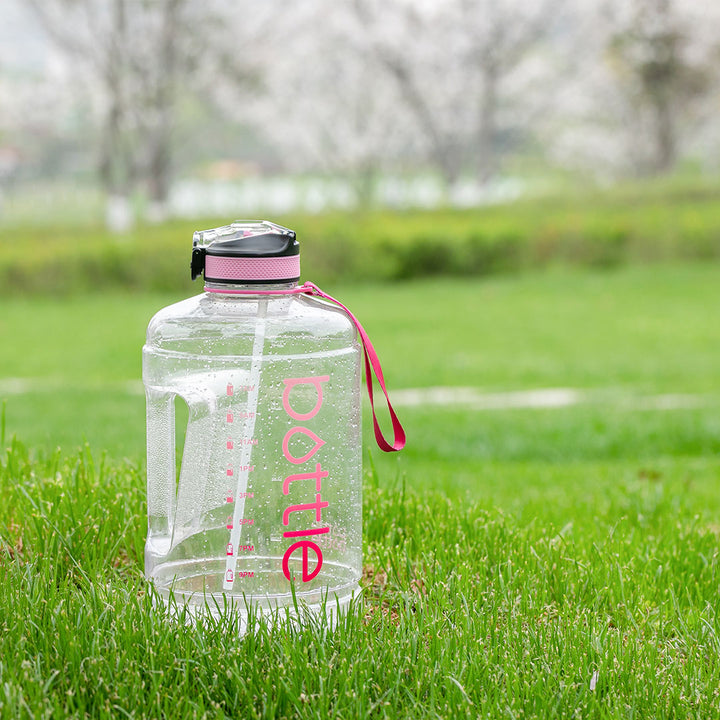 gallon water bottle with straw motivational pink transparent 4