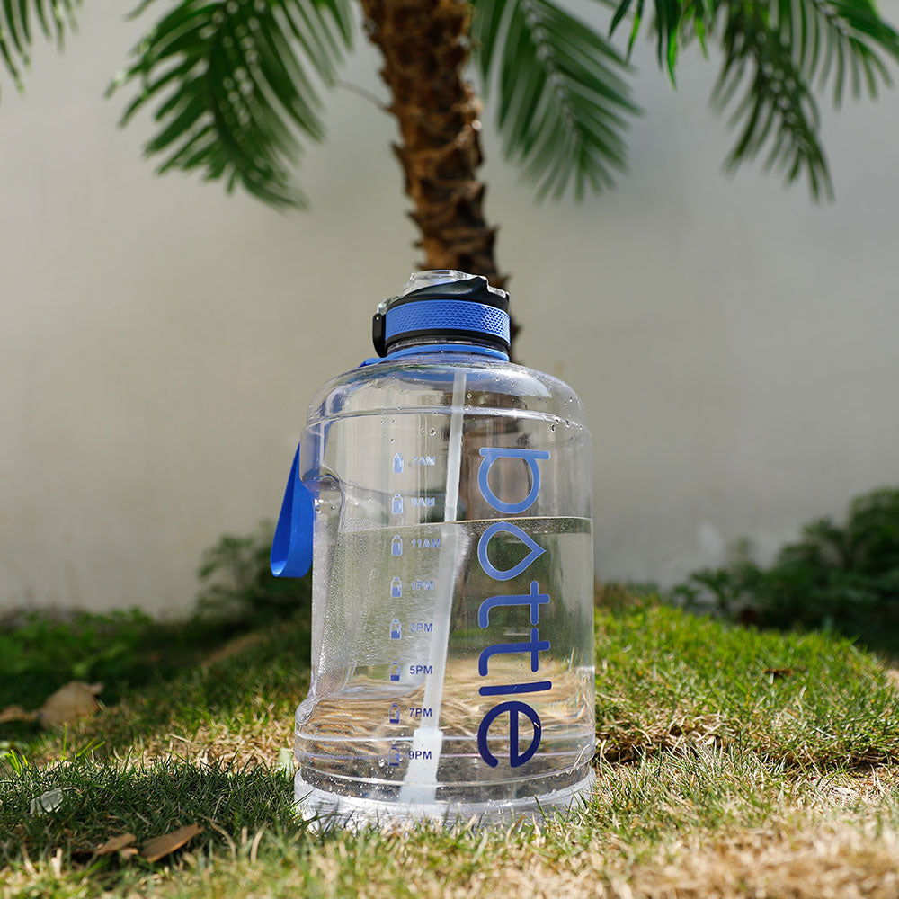 gallon water bottle with straw motivational blue transparent 3