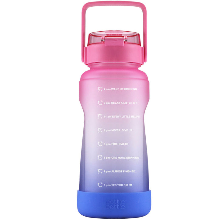 64oz rose blue motivational water bottle with straw 1