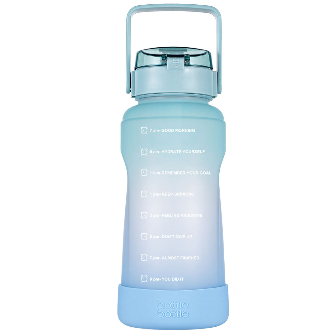 64oz motivational water bottle with time marker green blue 1