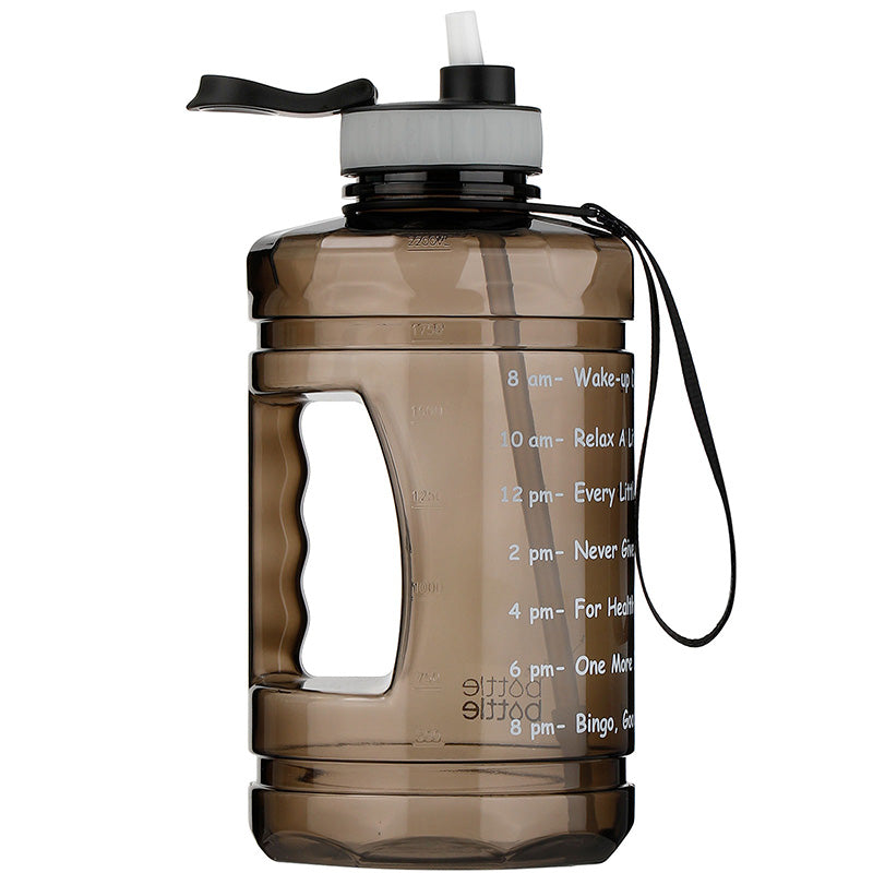 Half gallon black motivational water bottle with straw 2