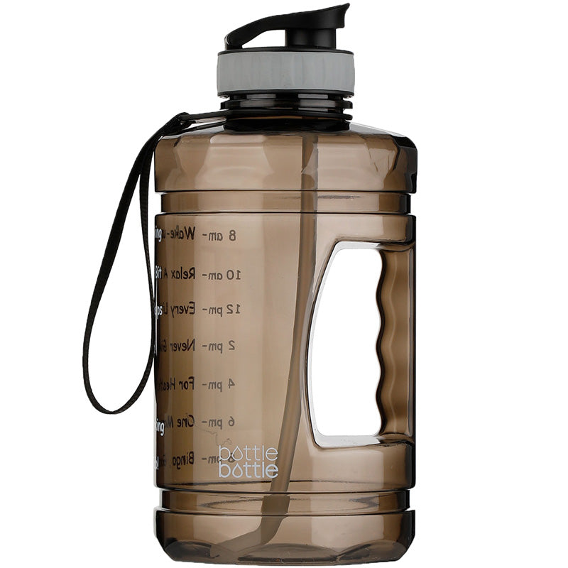 Half gallon black motivational water bottle with straw 1