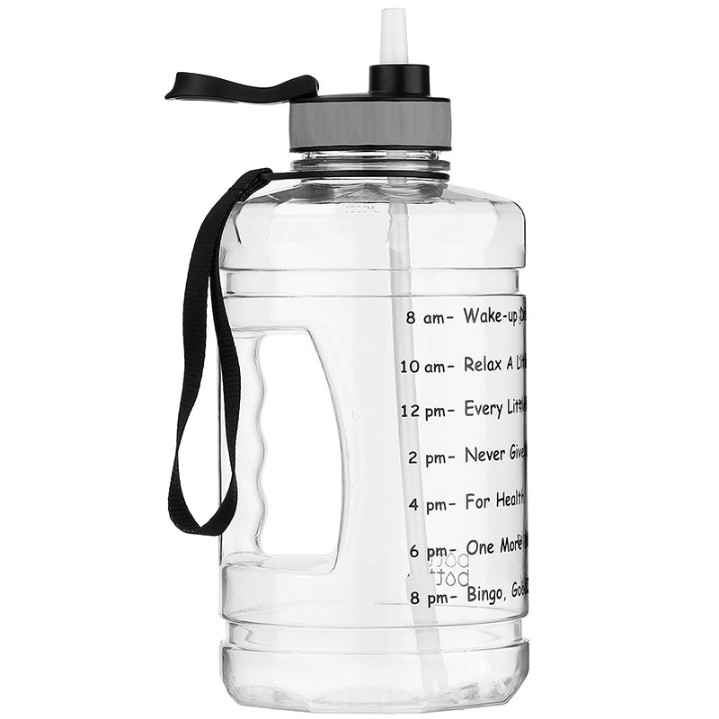 Half gallon transparent motivational water bottle with straw 2