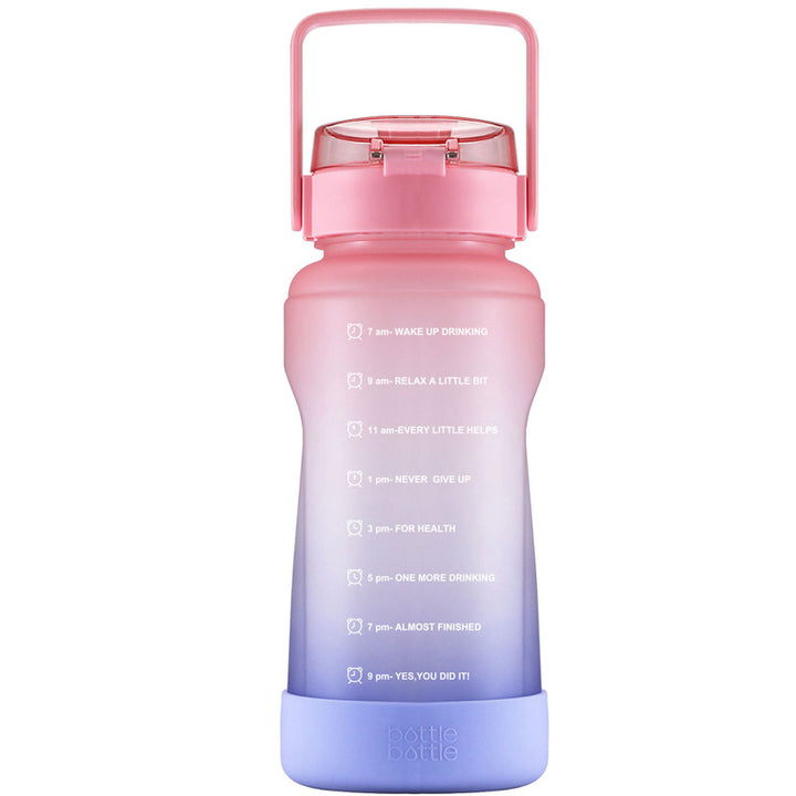 64oz pink purple motivational water bottle with straw 1