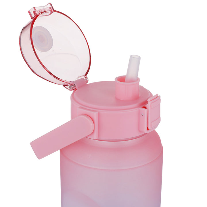 64oz pink purple motivational water bottle with straw 2