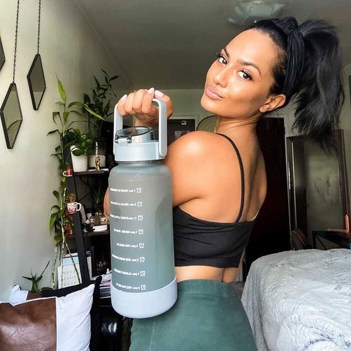 64oz motivational water bottle with straw grey 4