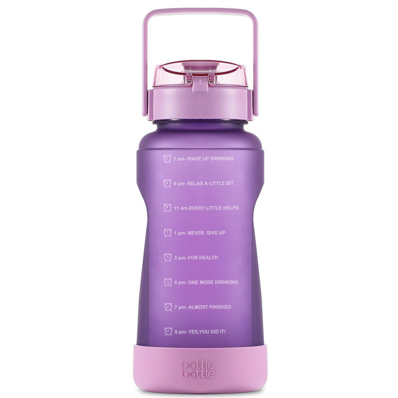 64oz purple motivational water bottle with straw 1