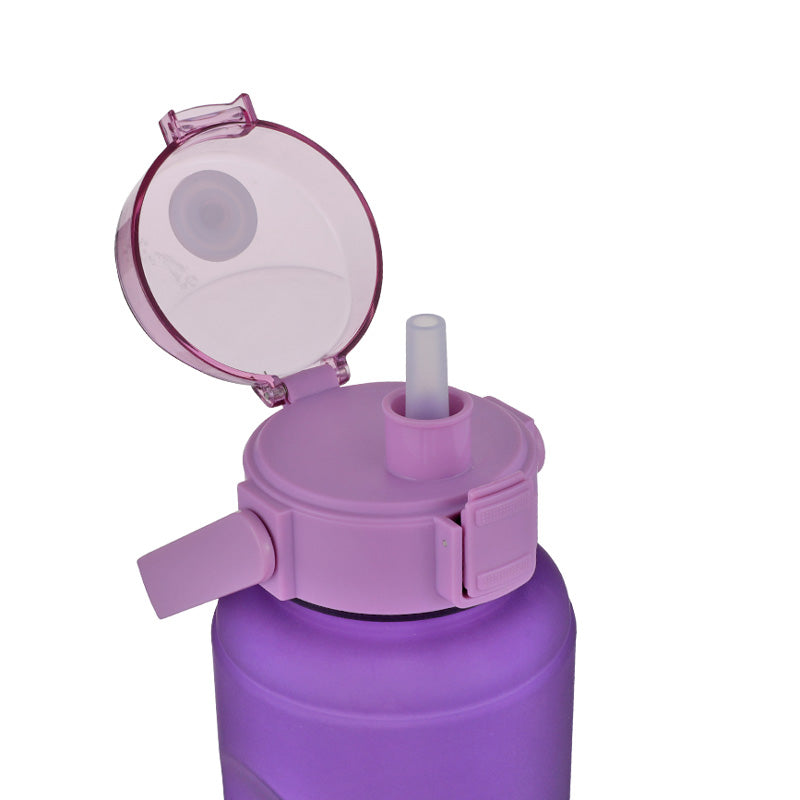 64oz purple motivational water bottle with straw  4
