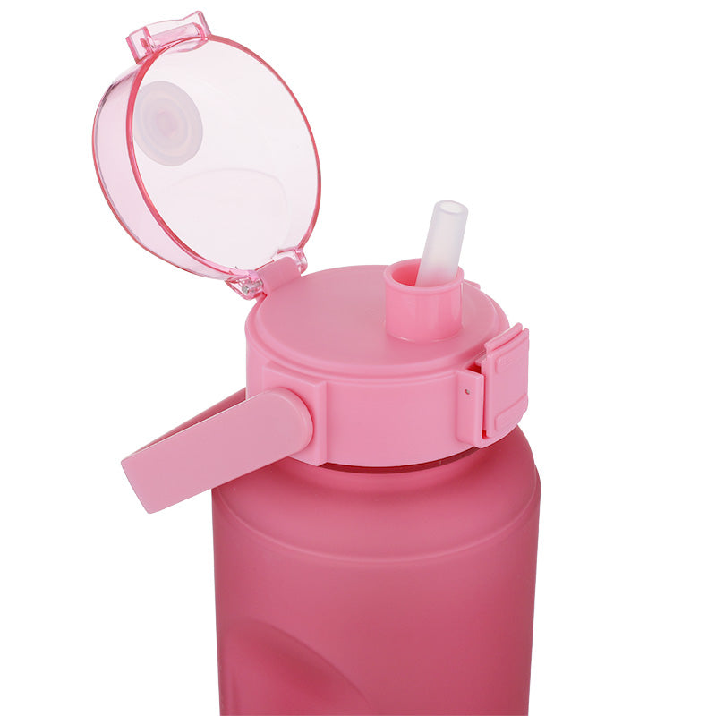 64oz rose red motivational water bottle with straw 4