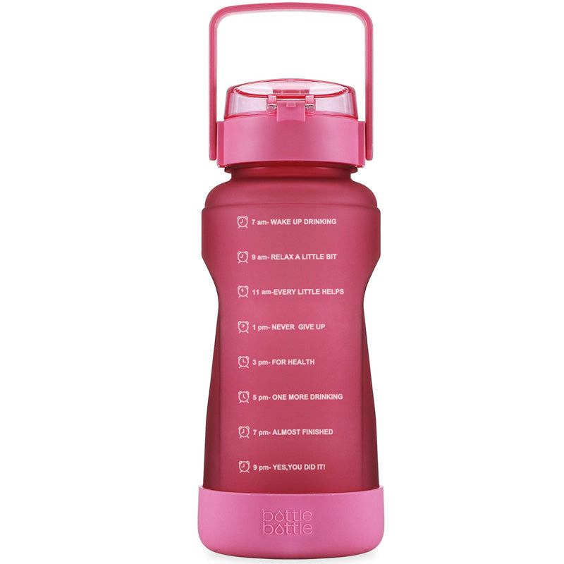 64oz rose red motivational water bottle with straw 1 