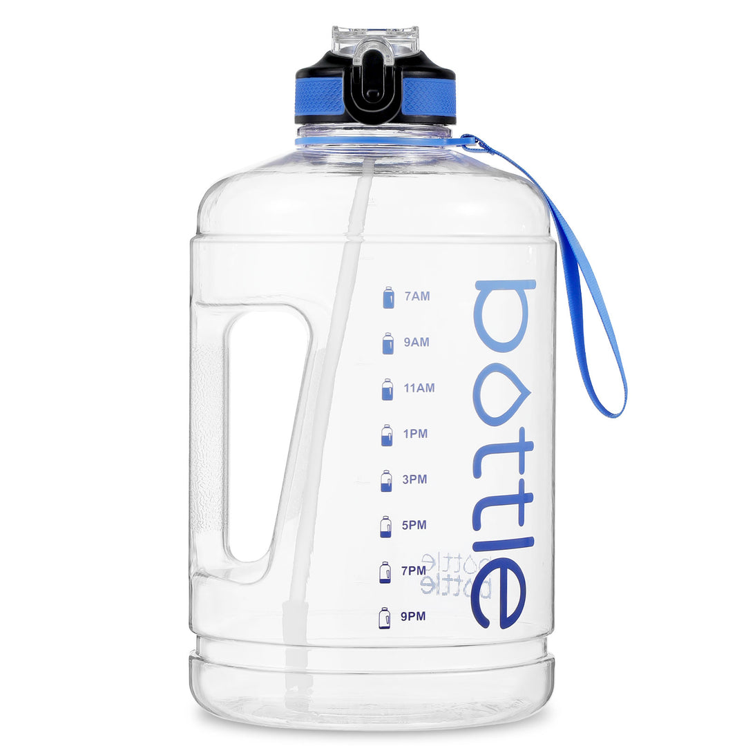 gallon water bottle with straw motivational blue transparent 1