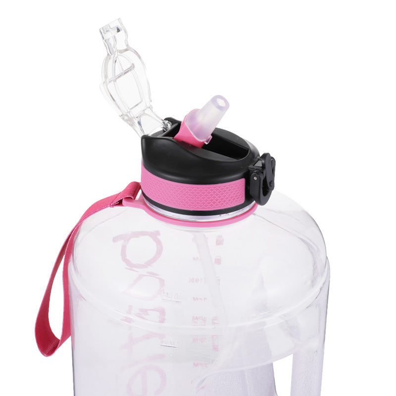 gallon water bottle with straw motivational pink transparent 2