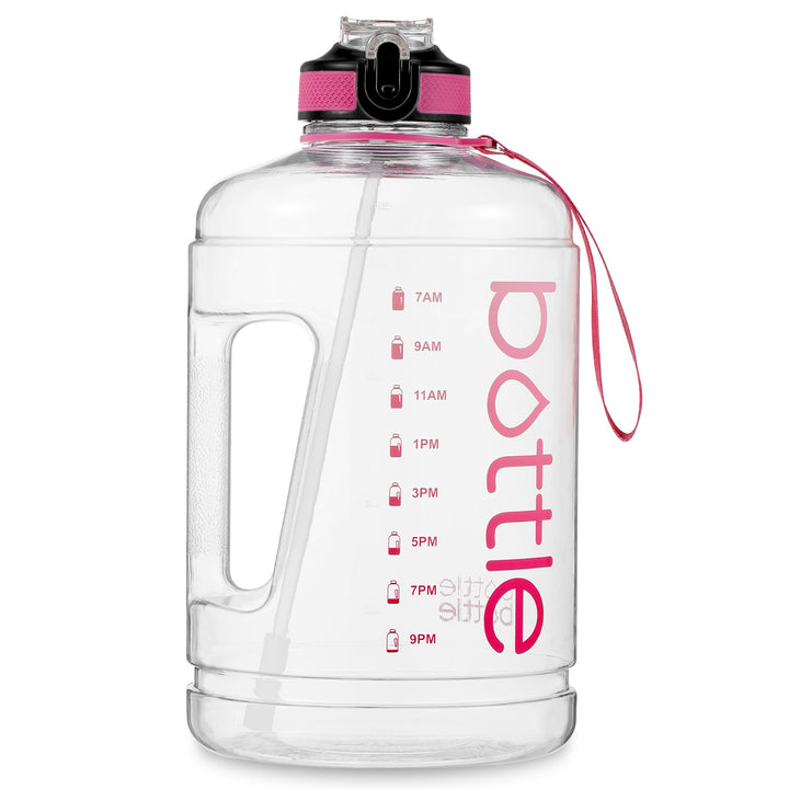 gallon water bottle with straw motivational pink transparent  1