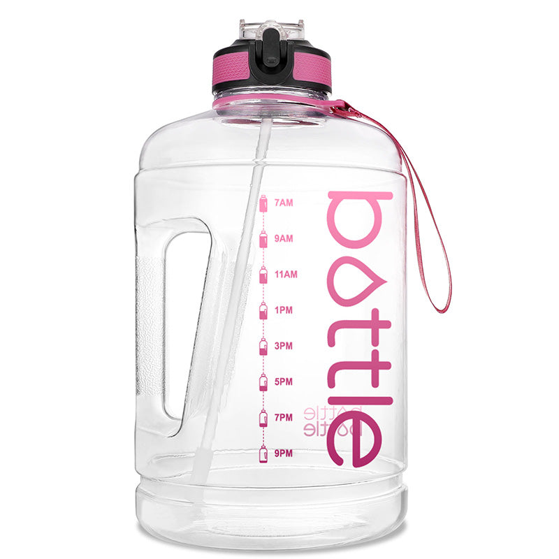 gallon water bottle with straw motivational pink transparent 1