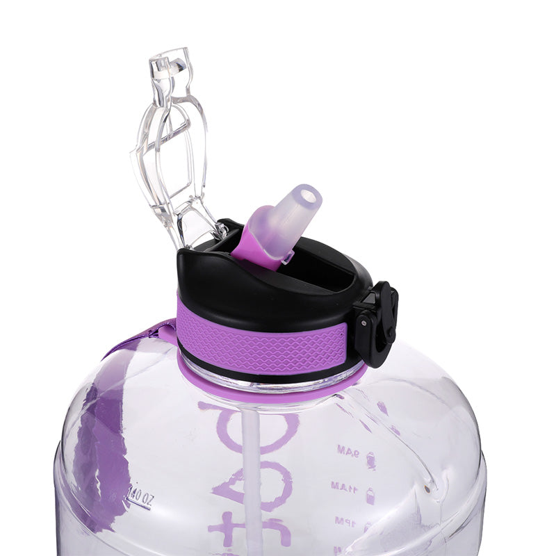 gallon water bottle with straw motivational purple transparent 2